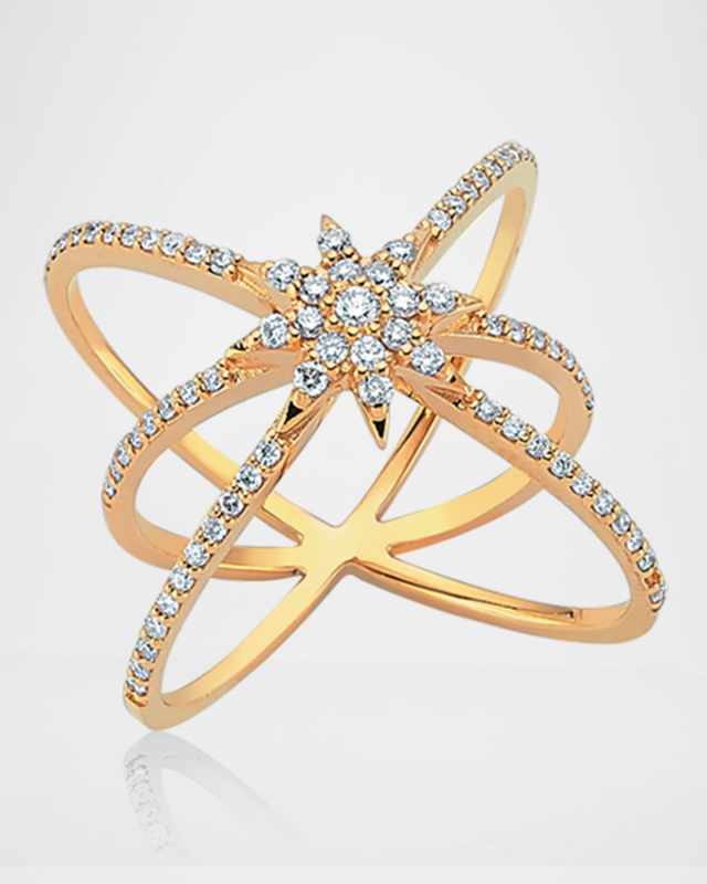Venus Star 14k Diamond Crisscross Ring, Size 7